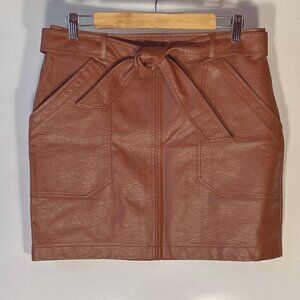 Stella Luce  SZ L Brown vegan leather mini skirt party club casual street style